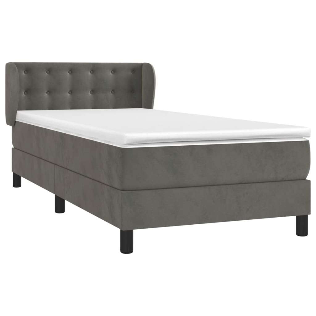 Box Spring Postel S Matrací Samet Tmavě Šedá