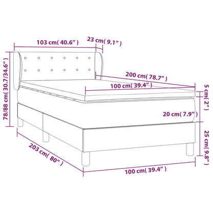 Box Spring Postel S Matrací Samet Tmavě Šedá