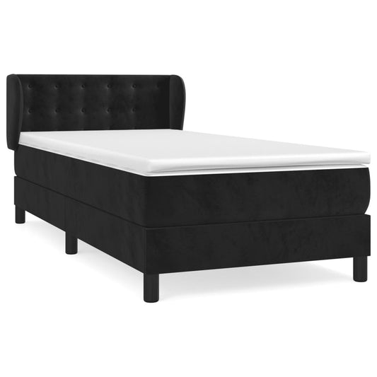 Box Spring Postel S Matrací Černá Samet Černá