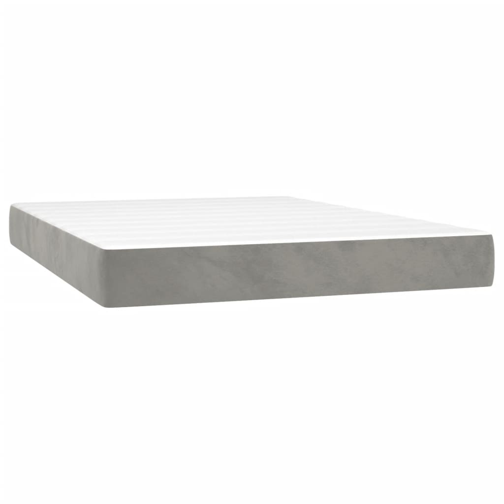 Box Spring Postel S Matrací Samet Světle Šedá