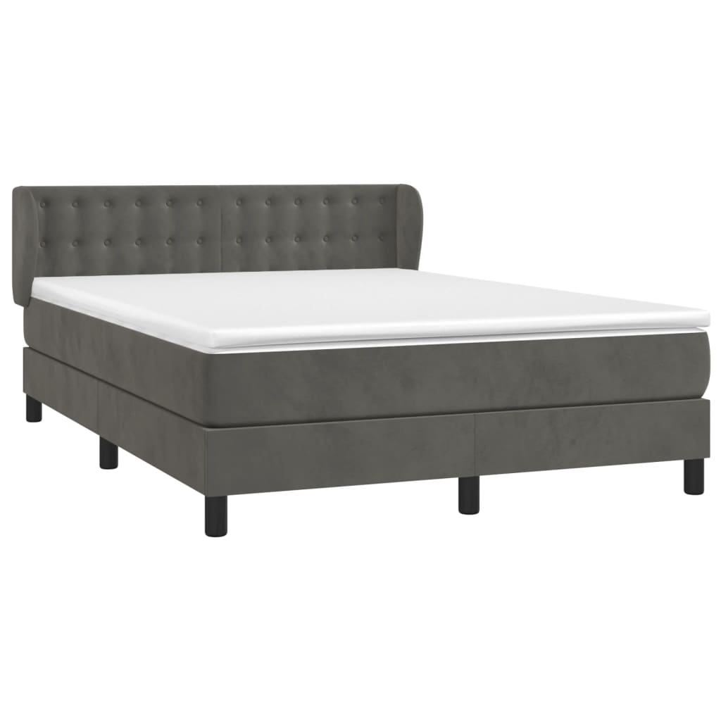 Box Spring Postel S Matrací Tmavě Šedý Samet Tmavě Šedá