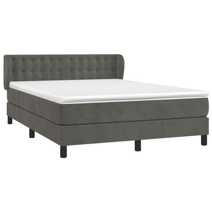 Box Spring Postel S Matrací Tmavě Šedý Samet Tmavě Šedá