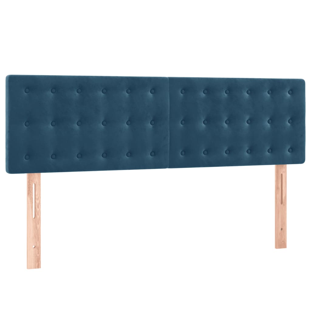 Box Spring Postel S Matrací Tmavě Modrá Samet Tmavě Moddrá
