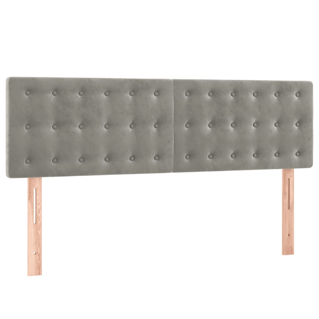 Box Spring Postel S Matrací Samet Světle Šedá