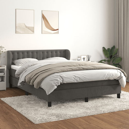 Box Spring Postel S Matrací Samet Tmavě Šedá