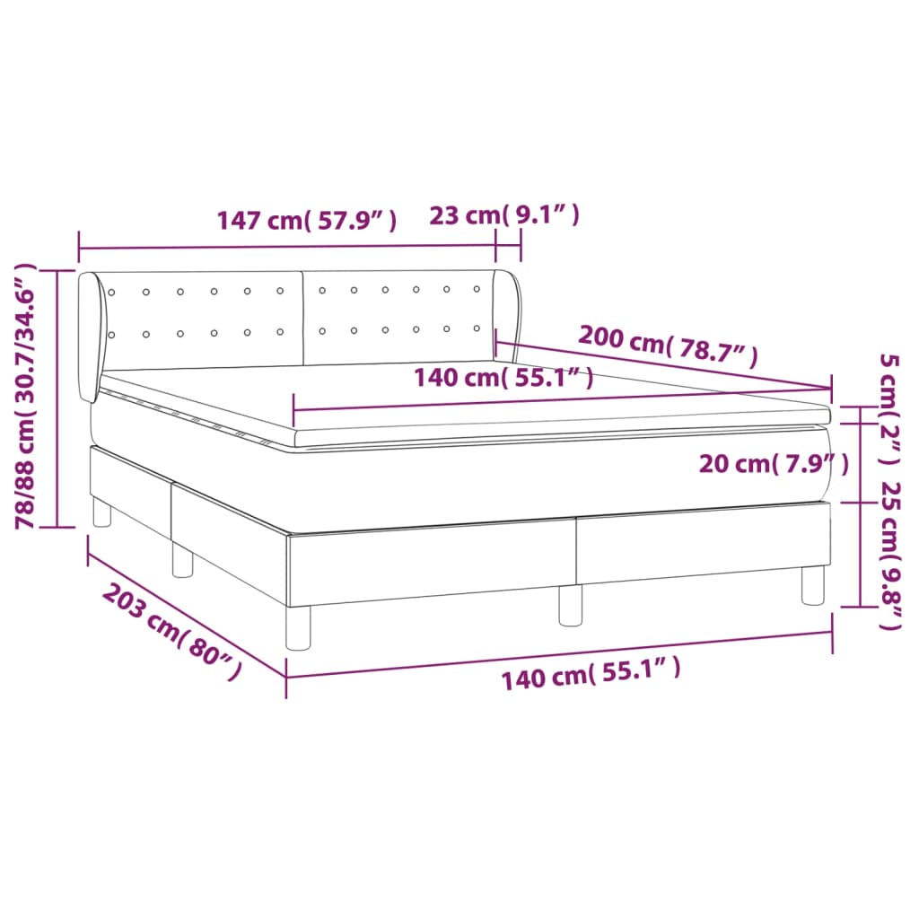 Box Spring Postel S Matrací Černá Samet Černá