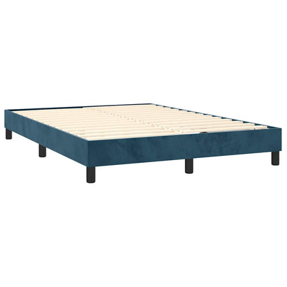 Box Spring Postel S Matrací Tmavě Modrá Samet Tmavě Moddrá
