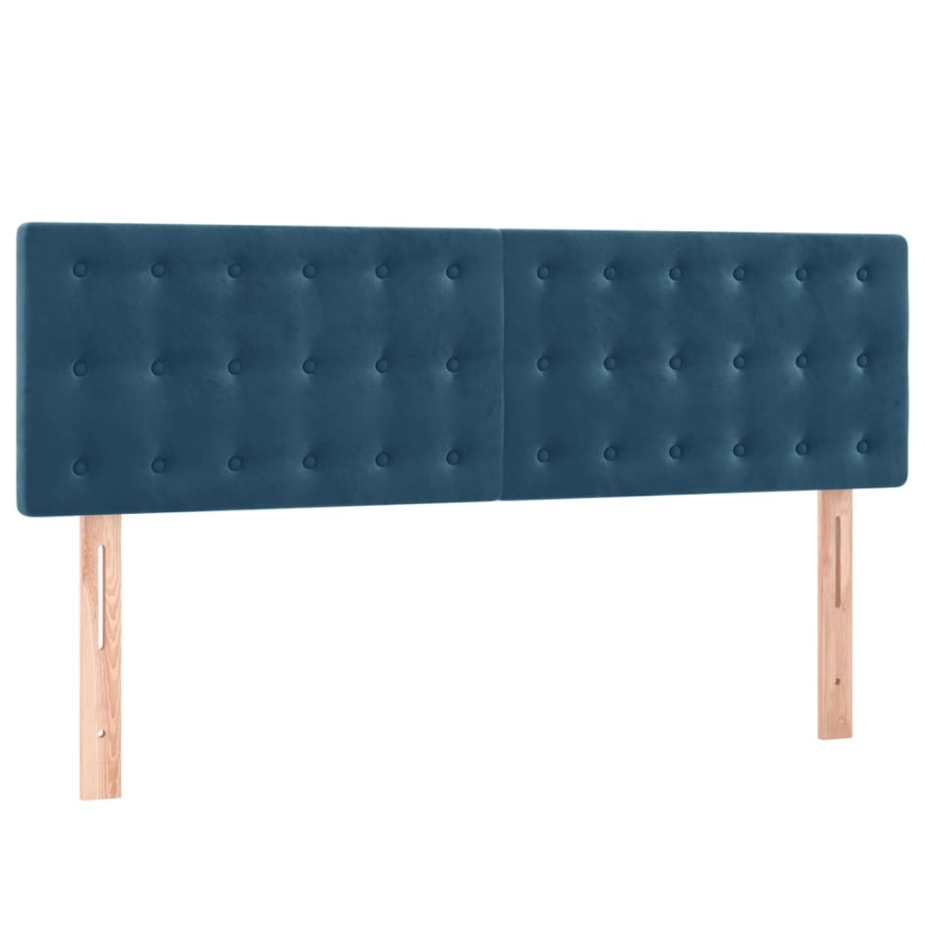 Box Spring Postel S Matrací Tmavě Modrá Samet Tmavě Moddrá