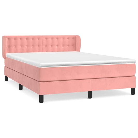 Box Spring Postel S Matrací Samet Růžová