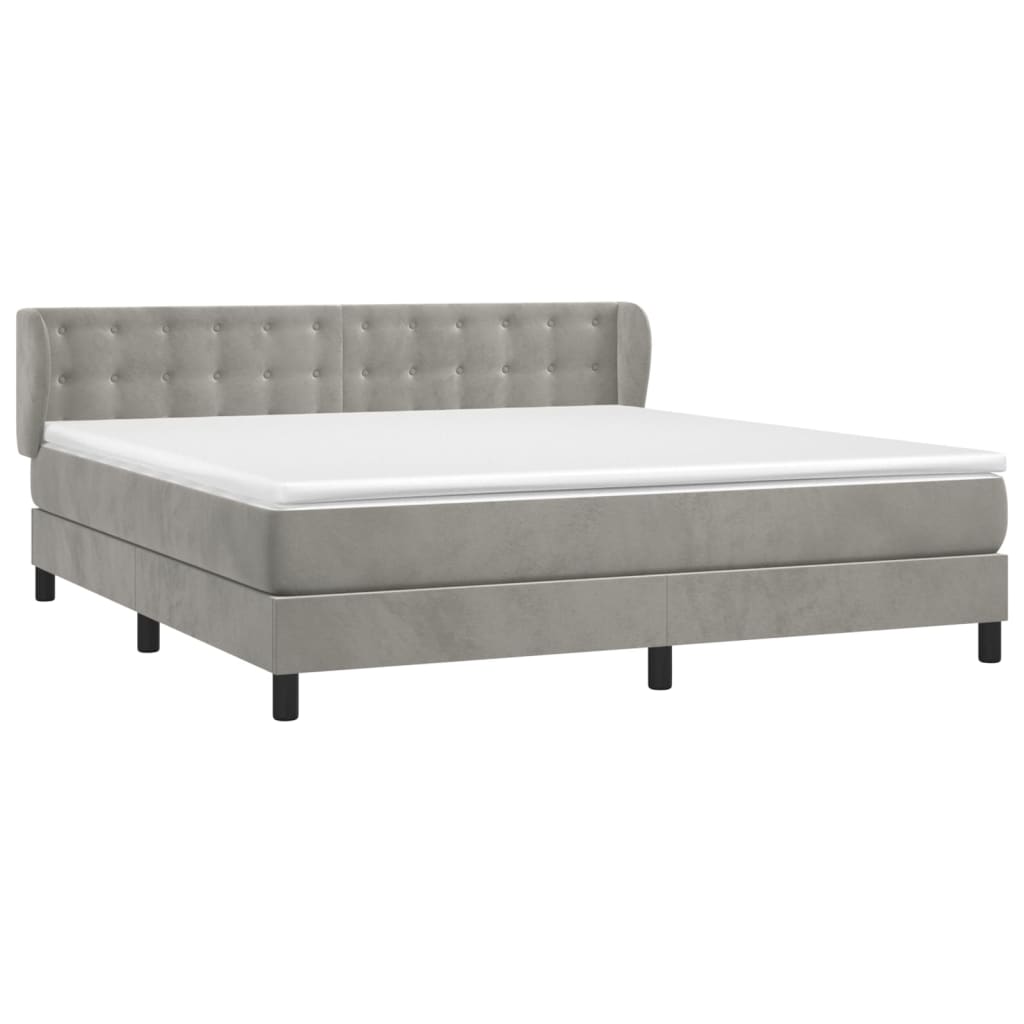 Box Spring Postel S Matrací Samet Světle Šedá