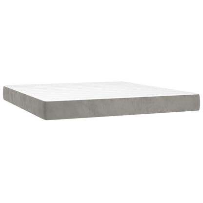 Box Spring Postel S Matrací Samet Světle Šedá