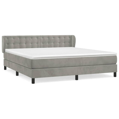 Box Spring Postel S Matrací Samet Světle Šedá