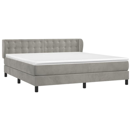 Box Spring Postel S Matrací Samet Světle Šedá