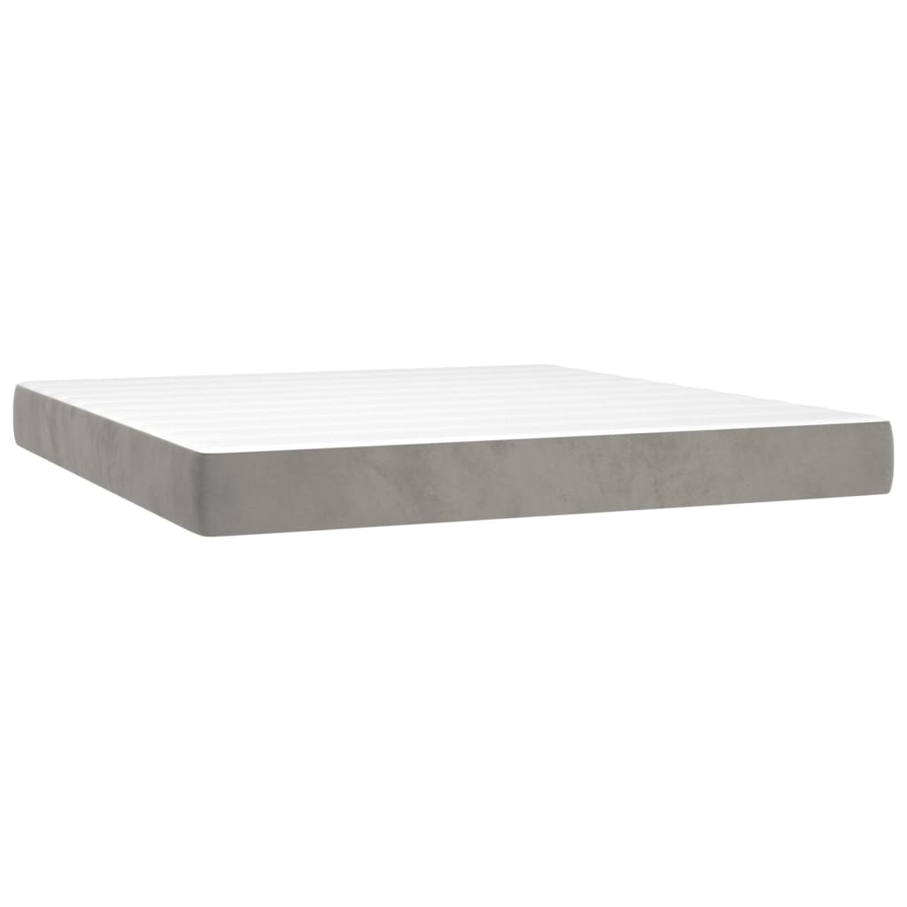 Box Spring Postel S Matrací Samet Světle Šedá
