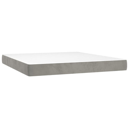 Box Spring Postel S Matrací Samet Světle Šedá