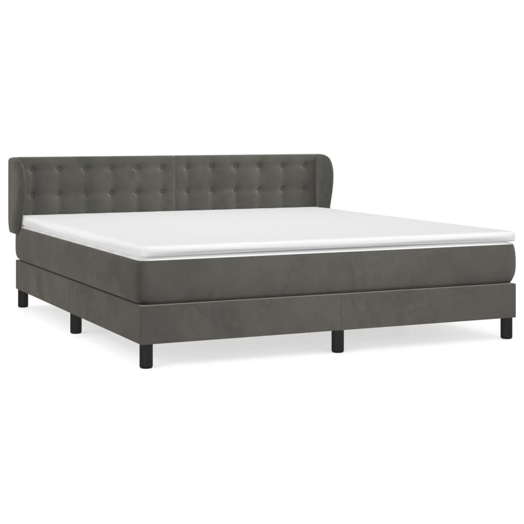 Box Spring Postel S Matrací Samet Tmavě Šedá