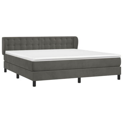 Box Spring Postel S Matrací Samet Tmavě Šedá