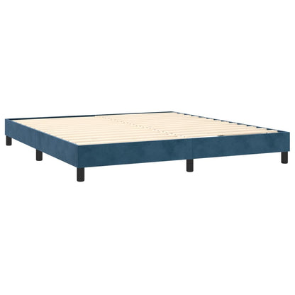 Box Spring Postel S Matrací Tmavě Modrá Samet Tmavě Moddrá