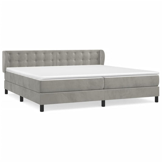 Box Spring Postel S Matrací Samet Světle Šedá