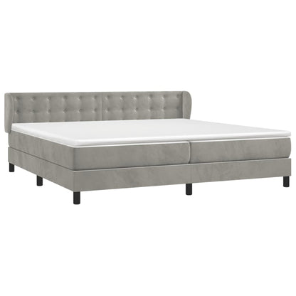 Box Spring Postel S Matrací Samet Světle Šedá