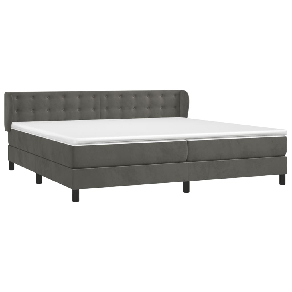 Box Spring Postel S Matrací Samet Tmavě Šedá