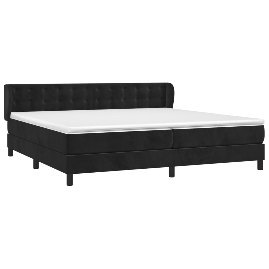 Box Spring Postel S Matrací Černá Samet Černá