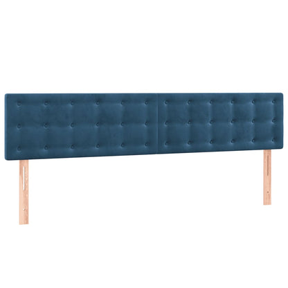 Box Spring Postel S Matrací Tmavě Modrá Samet Tmavě Moddrá