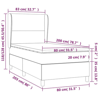 Box Spring Postel S Matrací Tmavě Hnědá 80X200 Cm Textil
