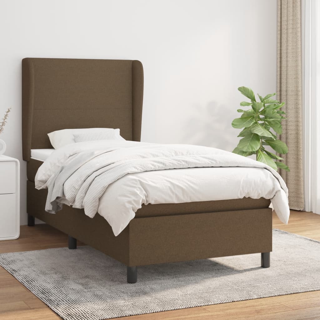 Box Spring Postel S Matrací Tmavě Hnědá 80X200 Cm Textil