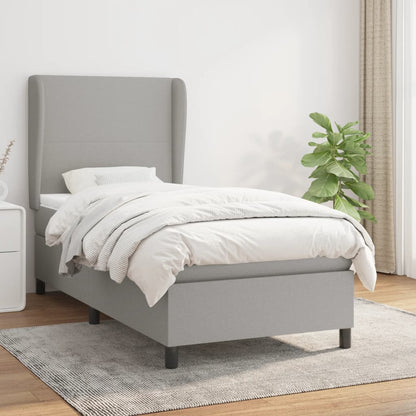 Box Spring Postel S Matrací Textil Světle Šedá