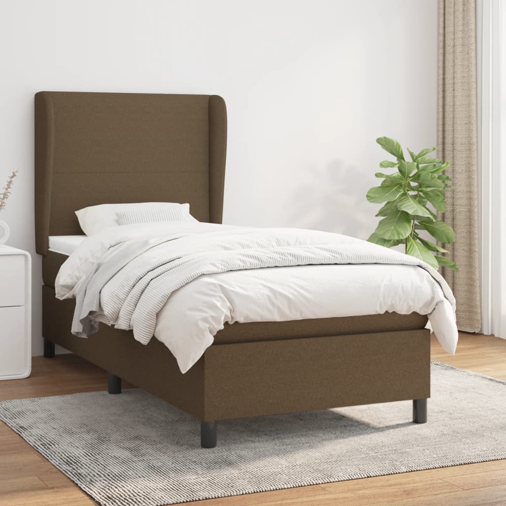 Box Spring Postel S Matrací Tmavě Hnědá 90X190 Cm Textil