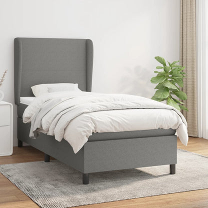 Box Spring Postel S Matrací Textil Tmavě Šedá