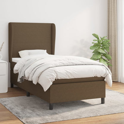 Box Spring Postel S Matrací Tmavě Hnědá 100 X 200 Cm Textil