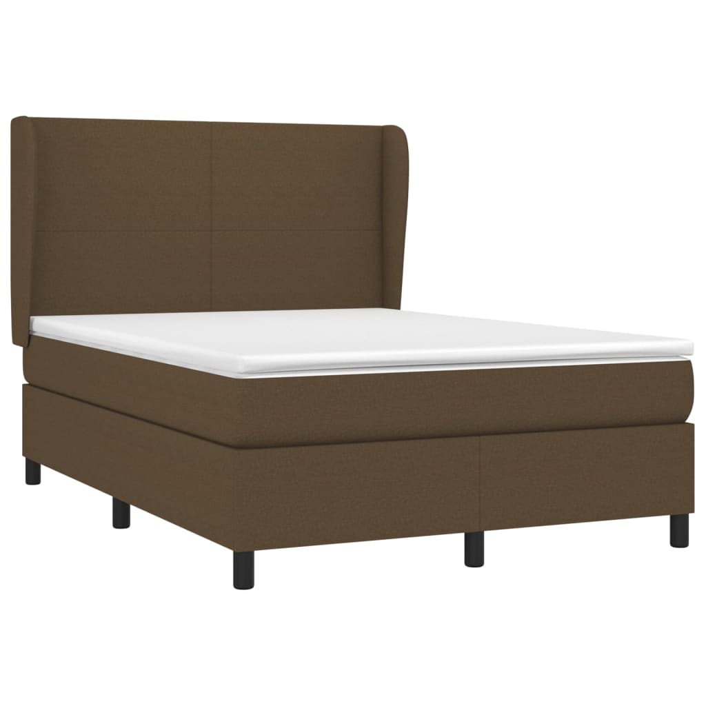 Box Spring Postel S Matrací Tmavě Hnědá 140X190 Cm Textil