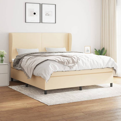 Box Spring Postel S Matrací Textil Krémová