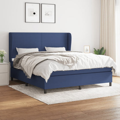 Box Spring Postel S Matrací Textil Modrá