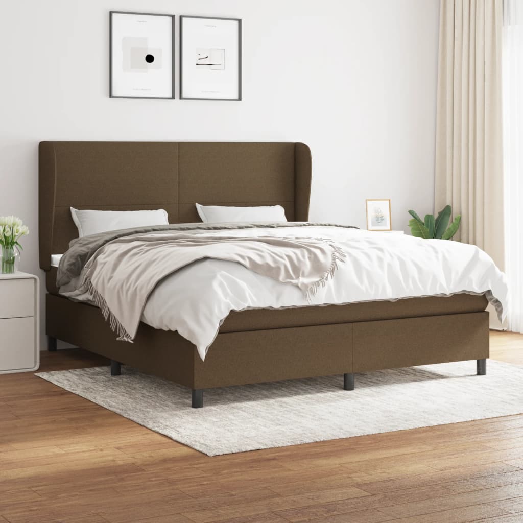 Box Spring Postel S Matrací Tmavě Hnědá 180X200 Cm Textil