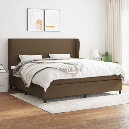 Box Spring Postel S Matrací Tmavě Hnědá 200X200 Cm Textil
