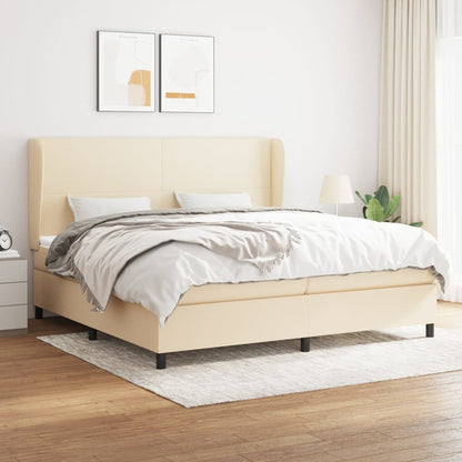 Box Spring Postel S Matrací Textil Krémová