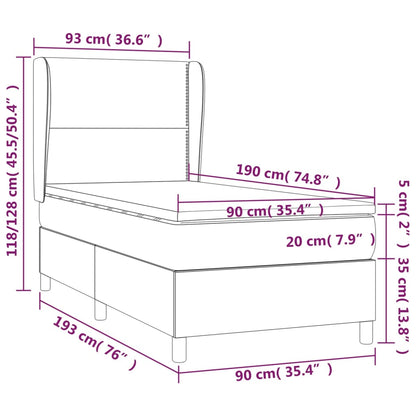 Box Spring Postel S Matrací Tmavě Hnědá 90X190 Cm Textil
