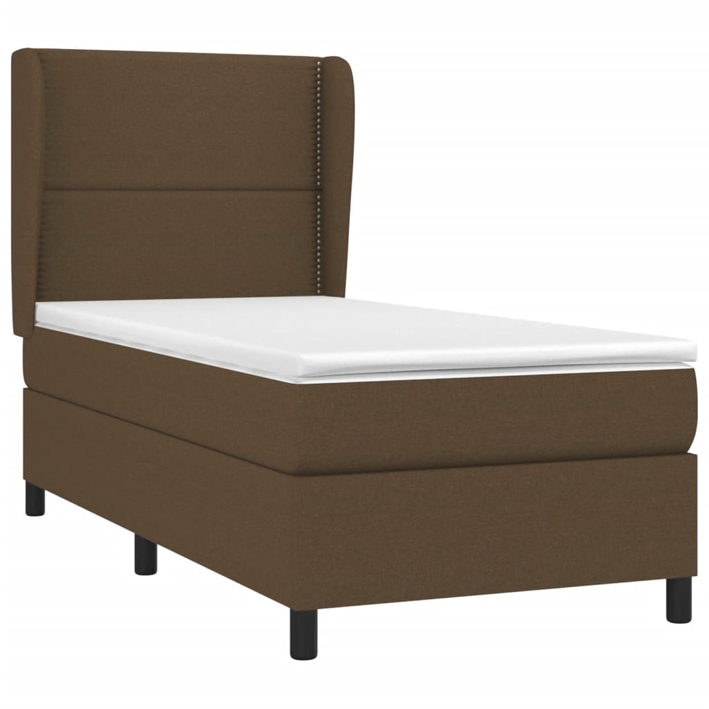 Box Spring Postel S Matrací Tmavě Hnědá 90X200 Cm Textil