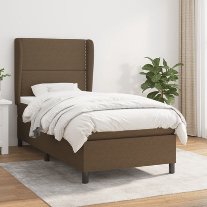 Box Spring Postel S Matrací Tmavě Hnědá 90X200 Cm Textil