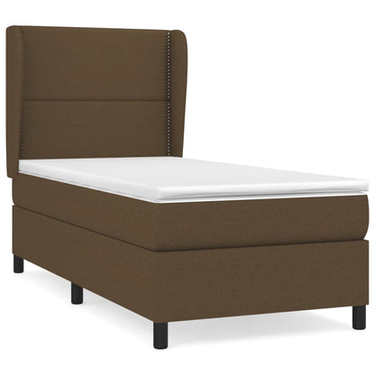 Box Spring Postel S Matrací Tmavě Hnědá 100 X 200 Cm Textil