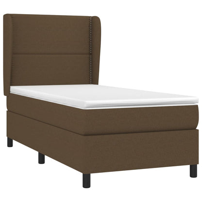 Box Spring Postel S Matrací Tmavě Hnědá 100 X 200 Cm Textil