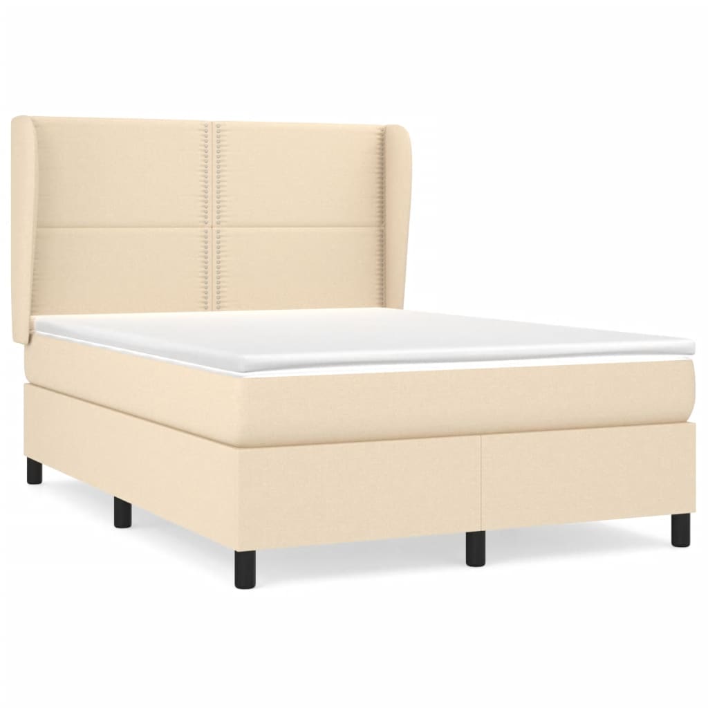 Box Spring Postel S Matrací Textil Krémová