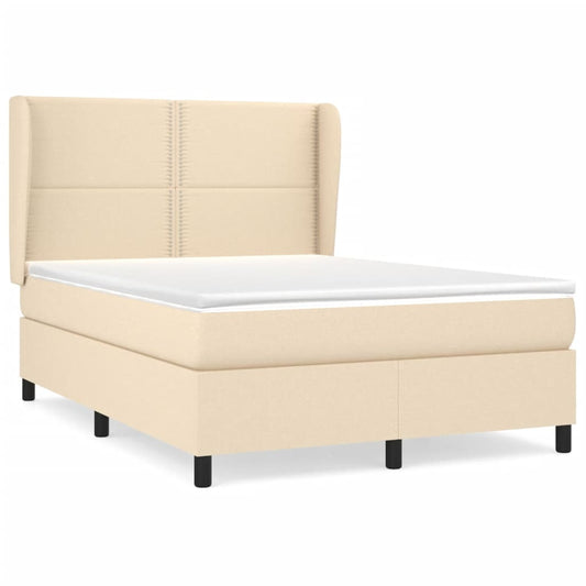 Box Spring Postel S Matrací Textil Krémová