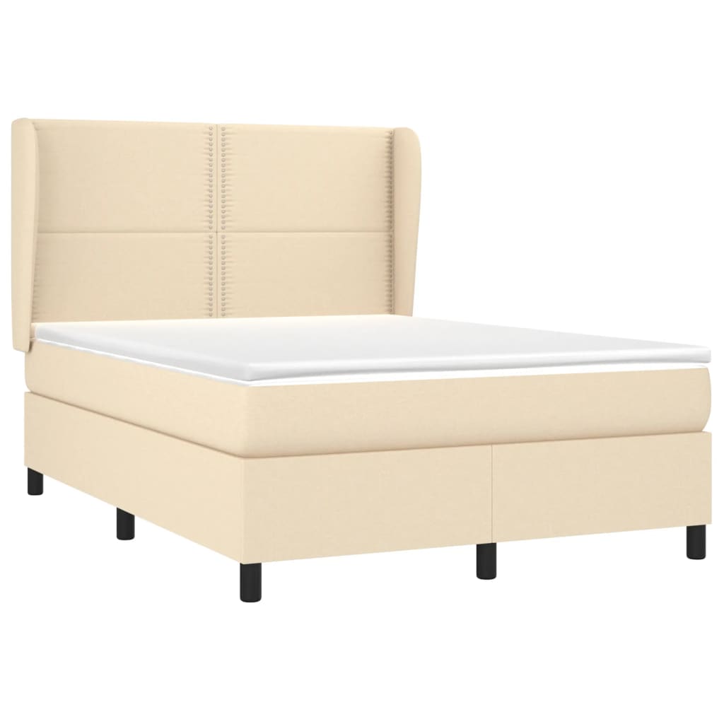 Box Spring Postel S Matrací Textil Krémová