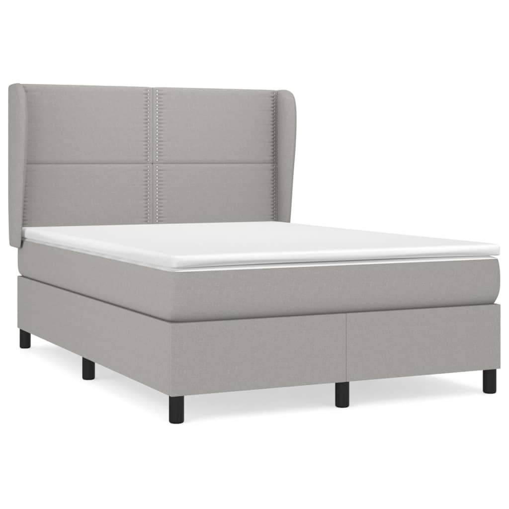 Box Spring Postel S Matrací Textil Světle Šedá