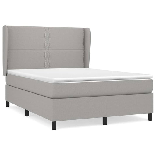 Box Spring Postel S Matrací Textil Světle Šedá