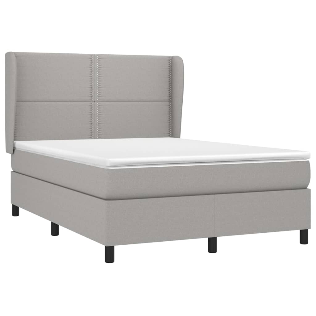 Box Spring Postel S Matrací Textil Světle Šedá